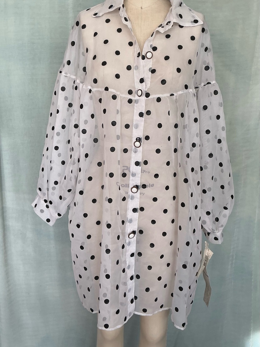 Vintage CÔTE D’AZUR Polka Dot Sheer Blouse | Deadstock NWT | Medium